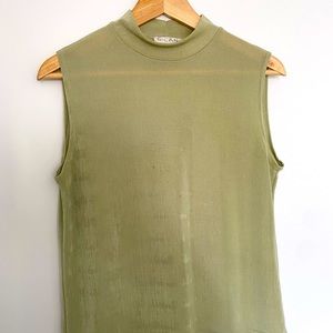 Mock neck green tank